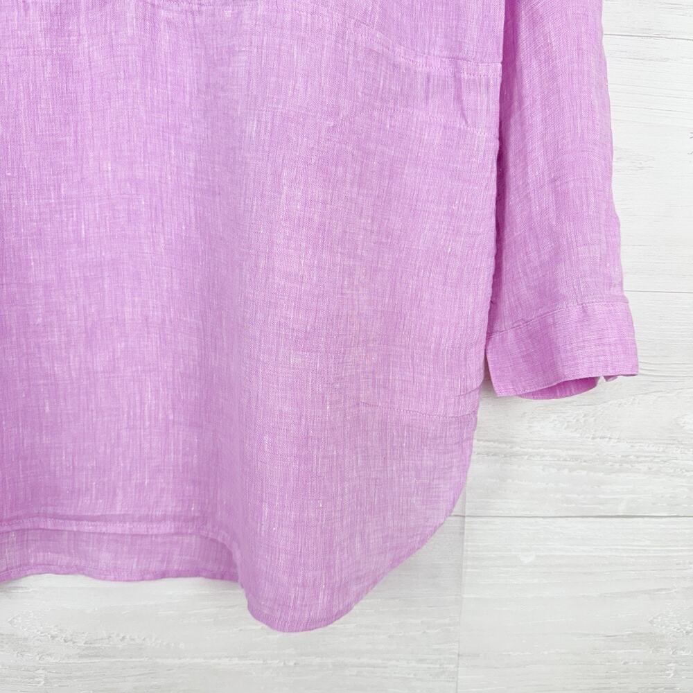 J.Jill Love Linen Relaxed Tunic Top Size L Petunia Pink Lagenlook Coastal Beach - Picture 5 of 16